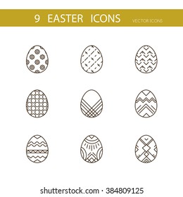 Vector collection of cute Easter icons for your card or invitation design.Flat stylized icons set