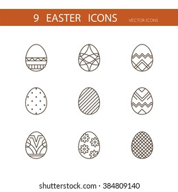 Vector collection of cute Easter icons for your card or invitation design.Flat stylized icons set