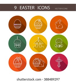 Vector collection of cute Easter icons for your card or invitation design.Flat stylized icons set