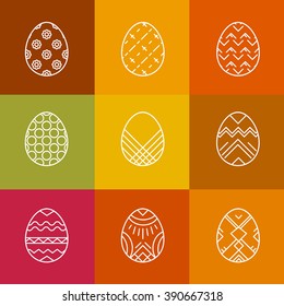 Vector collection of cute Easter icons for your card or invitation design.Flat stylized icons set