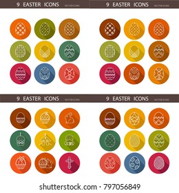 Vector collection of cute Easter icons for your card or invitation design.Flat stylized icons set