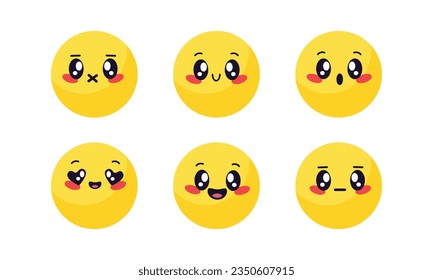 Vector collection of cute emoticons reaction for social media.