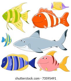 Vector collection of cute fish