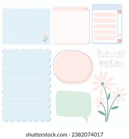 Vector collection of cute kawaii pastel planner scrapbook elements