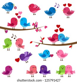 Vector Collection Of Cute Love Birds