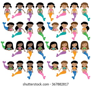 Vector Collection of Cute Mermaids
