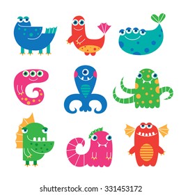 Vector Collection of Cute Monsters on a white background