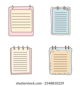 Vector Collection of Cute Pastel Empty Line Note Paper Page Sheet