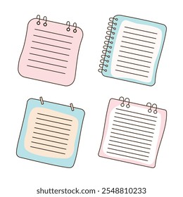 Vector Collection of Cute Pastel Empty Line Note Paper Page Sheet