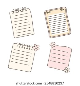 Vector Collection of Cute Pastel Empty Line Note Paper Page Sheet