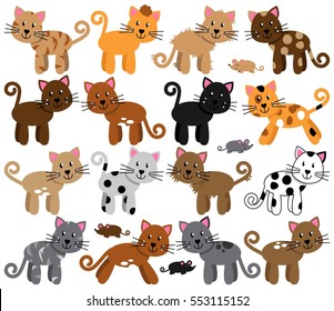 Vector Collection of Cute and Playful Cats or Kittens