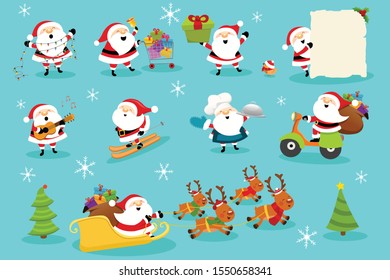 Vector Collection of Cute Santa Characters