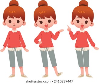 Vector collection of cute teenager girls characters in stylish clothing. Female characters in difference  poses , standing on white background