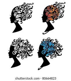 vector collection of decorated girls head