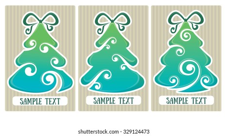 vector collection of decorative Christmas trees tags and backgrounds