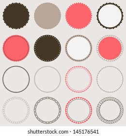 Vector collection of decorative circle frames. Design elements.