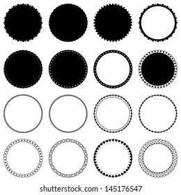 Vector collection of decorative circle frames. Design elements isolated on white