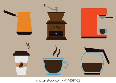 Vector collection of decorative coffee icons.