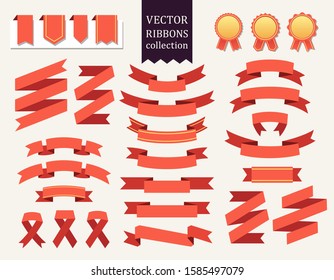 Vector collection of decorative design elements - ribbons, stickers, labels. Illustrations of gift and accessory. Christmas sticker and decoration for. Label, badge and borders collection.