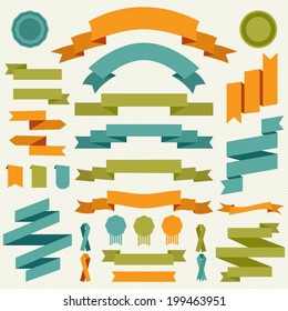 Vector collection of decorative design elements - ribbons, frames, borders, stickers, labels. 