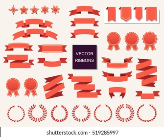 Vector collection of decorative design elements - ribbons, frames, stickers, labels. Illustrations of gift and accessory. Christmas sticker and decoration for. Label, badge and borders collection.