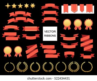Vector collection of decorative design elements - ribbons, frames, stickers, labels. Illustrations of gift and accessory. Christmas sticker and decoration for. Label, badge and borders collection.