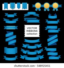 Vector collection of decorative design elements - ribbons, frames, stickers, labels. Illustrations of gift and accessory. Celebration stickers and decorations. Label, badge and borders collection.