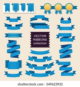 Vector collection of decorative design elements - ribbons, frames, stickers, labels. Illustrations of gift and accessory. Celebration stickers and decorations. Label, badge and borders collection.