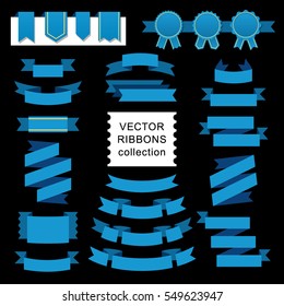 Vector collection of decorative design elements - ribbons, frames, stickers, labels. Illustrations of gift and accessory. Celebration stickers and decorations. Label, badge and borders collection.