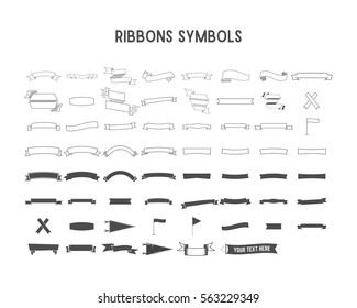 Vector collection of decorative design elements - ribbons, pennants, badges, stickers, labels and flags. Create your own illustrations fast. Check my other collections