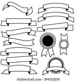 Vector collection of decorative design line elements - ribbons, labels.