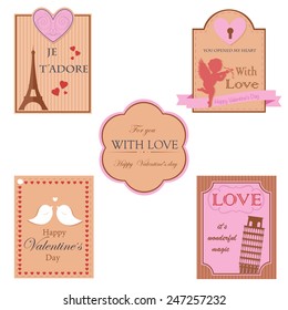 Vector collection of decorative hand drawn sweet cupcakes illustrations for valentines day design.
