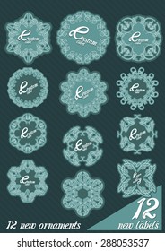 Vector collection of  decorative label templates, ornamental shapes