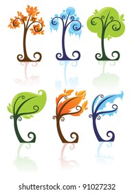 vector collection of decorative seasonal trees