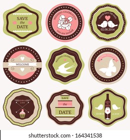 Vector collection of decorative wedding sticker  and icons.