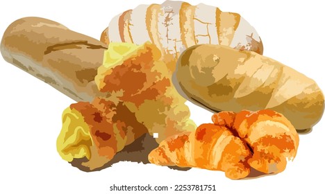 vector collection of delicious bread from italy