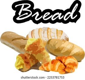 vector collection of delicious bread from italy