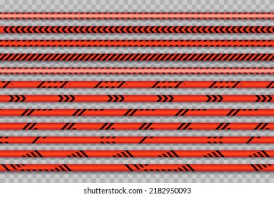 Vector Collection of Dengerous Ribbons, Cross Barrier Lines, Bright Yellow and Black Colors.