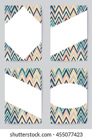 Vector collection of design templates for business card. Geometrical pattern and retro color can be used for printable, web, yor design and identity style. Boho ornament on the vintage style