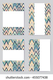 Vector collection of design templates for business card. Geometrical pattern and retro color can be used for printable, web, yor design and identity style. Boho ornament on the vintage style