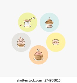 Vector collection of desserts icons
