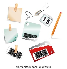 VECTOR Collection of detailed 3D Office Icon with shadows
