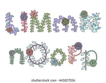 Vector Collection of Detailed Succulent or Cactus Letters and Alphabet