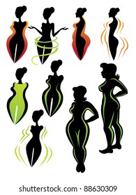 vector collection of diet silhouettes