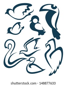 vector collection of different birds symbols and emblems