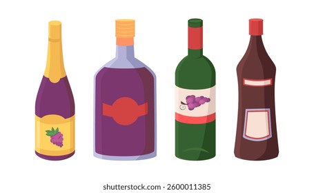 Vector collection of different bottle of drink on an isolated background. 

Vector set in a flat style