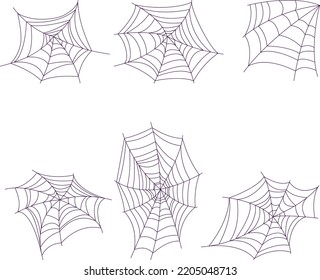 vector collection of different lacy spider webs