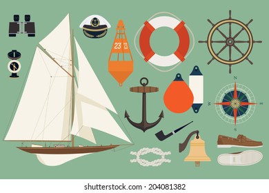 Vector collection of different nautical items | Marine themed set