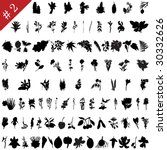 Vector collection of different plants and flowers silhouettes #2