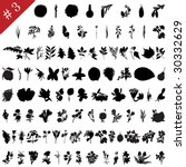 Vector collection of different plants and flowers silhouettes #3